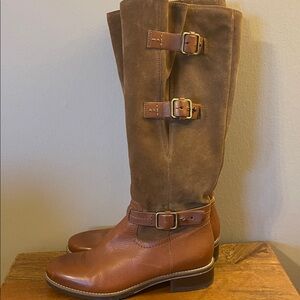 Clark’s Brown Knee-High Leather Boots with Buckles